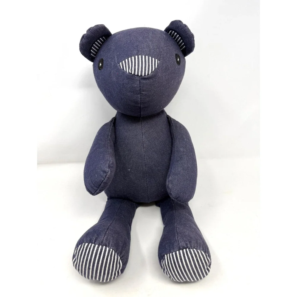 OshKosh Bgosh Hickory Denim Teddy Bear Navy Blue Striped Plush 18 inch 418-057